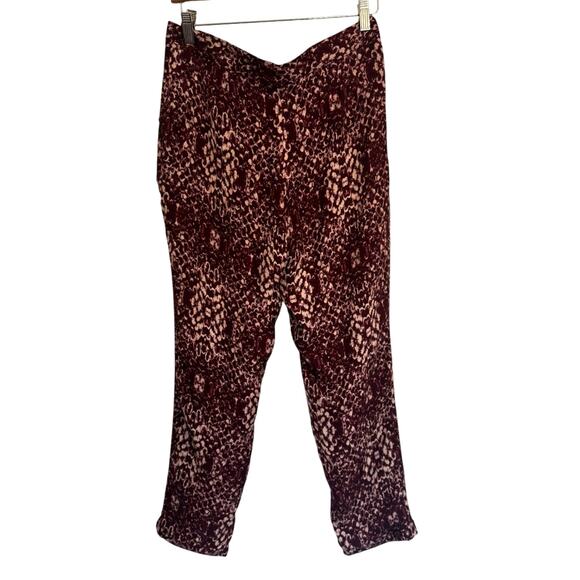 HAUTE HIPPIE The Tailored Slim Shady Pants Silk Sz 6 Merlot Snake Print - Picture 3 of 7